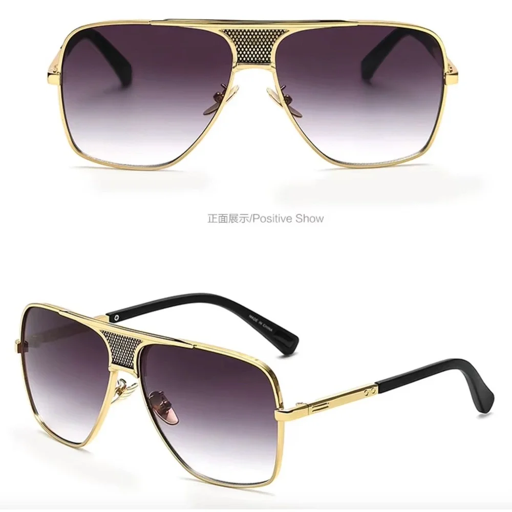 Classic Fashion Square Metal Alloy Frame Gradient‎ Sunglasses Men Design Aviator
